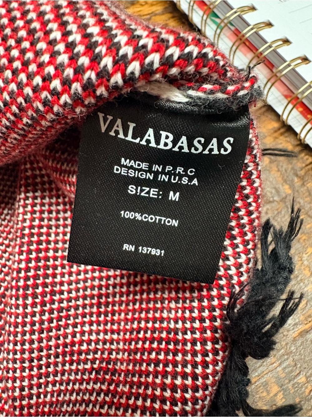 Valabasas The Pledge Cardigan Sweater Black Red White Streetwear NWT Medium - Picture 14 of 15